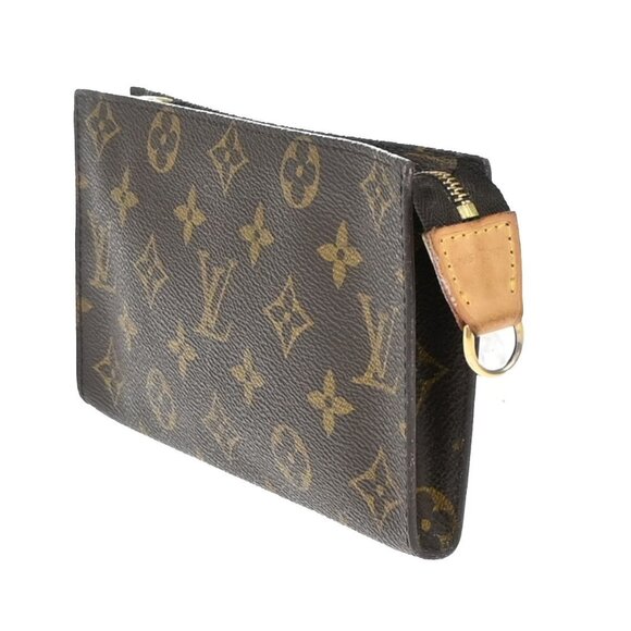 LOUIS VUITTON LV Logo Bucket GM Pouch Bag Monogram Leather Brown Gold - Picture 2 of 13